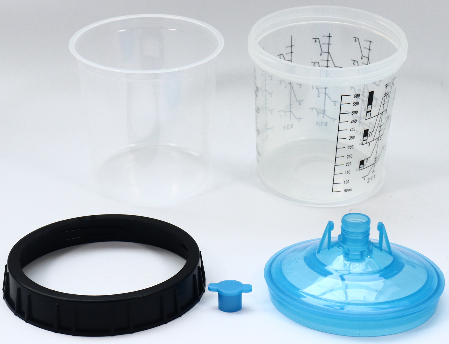 Merilni lončki 650 ml PCS 125µ za lakirne pištole 2 merilni-loncek-sestavni-deli