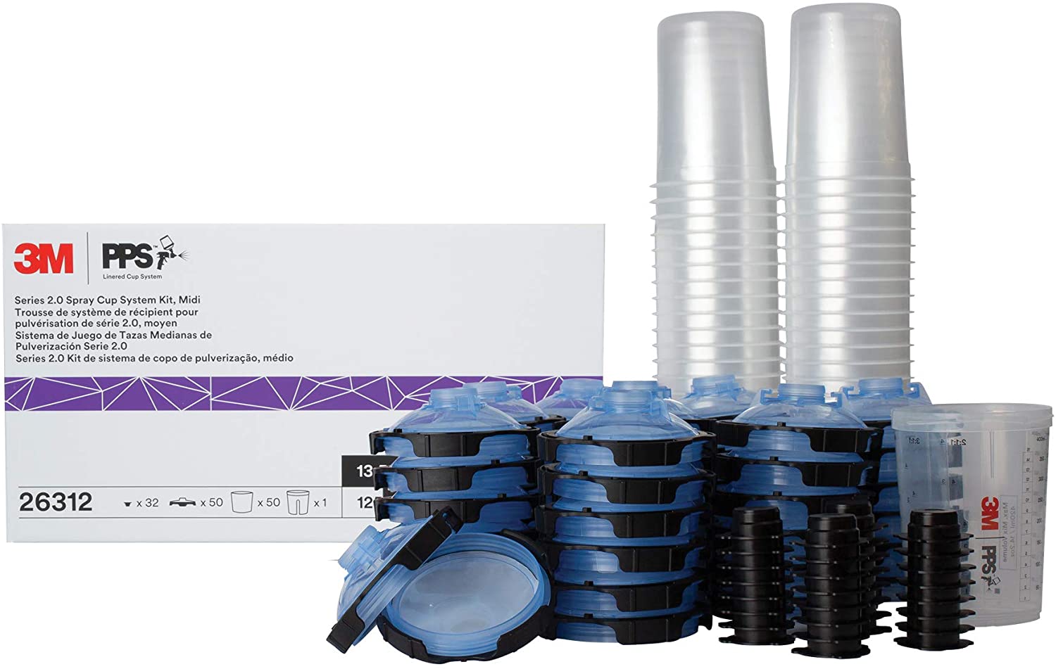 SET lončki za barvo 50/1 PPS 2.0 MIDI 400ml 125μ 26312 3M 1 SET lončki za barvo 50/1 PPS 2.0 MIDI 400ml 125μ 26312 3M
