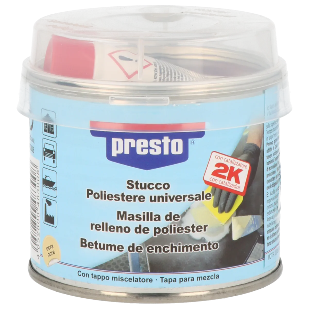 Poliester kiti in laminacijski kit kompleti 250/500/1000g Presto 3 Presto 318436 – fini polnilni kit z vsebnostjo stirena