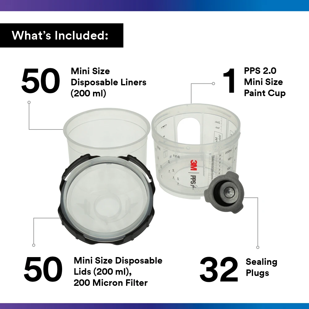 SET lončki za barvo 50/1 PPS 2.0 MINI 200ml 200μ 26114 3M 3 SET lončki za barvo 50/1 PPS 2.0 MINI 200ml 200μ 26114 3M – 2