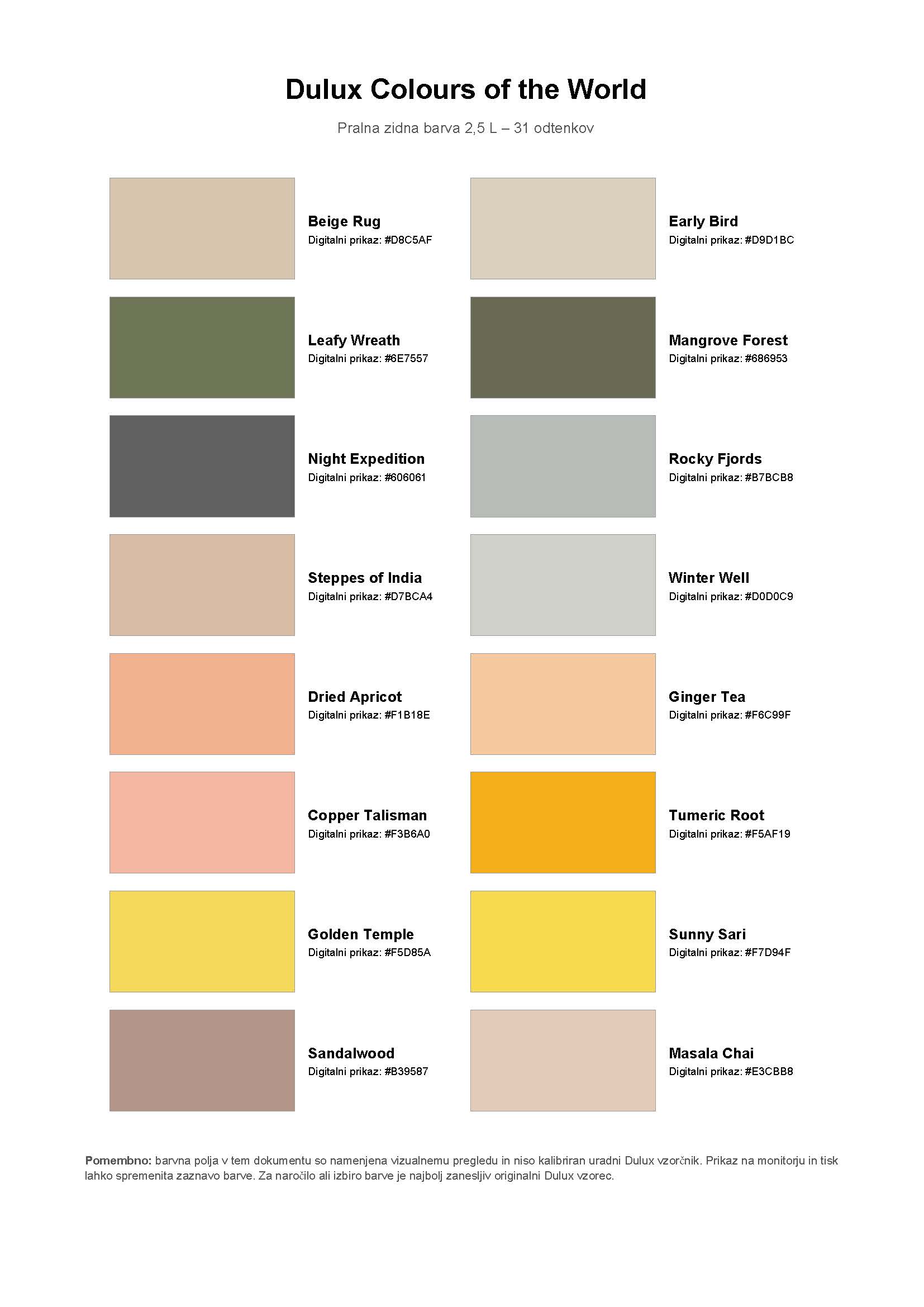 Pralna zidna barva 2,5L Colours Of the World DULUX 11 Pralna zidna barva 2,5L Colours Of the World DULUX odtenki 1